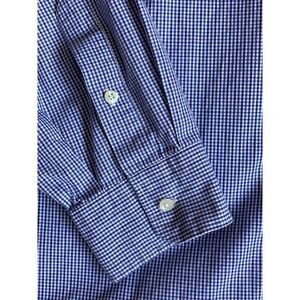 Chas Reed & Co. by Enro Poplin Mens Button Down‎ L/S Shirt Blue Check 18 (34-35)